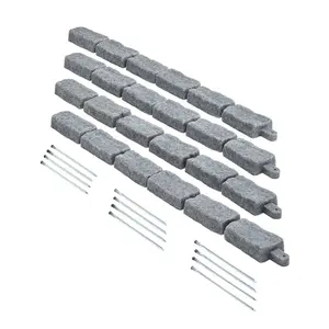 VEVOR Faux Stone Landscape Edging, 46.4 x 2.2 in Realistic Lawn Edging, Flexible Brick-Sized Garden Edging Border with Anchoring Spikes, Fade-Resistant Yard Edging for Driveways Walkway Grey