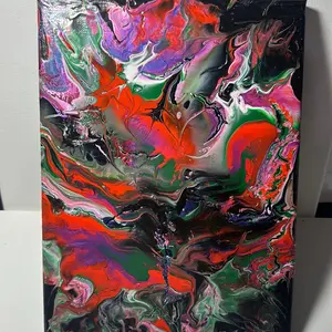 Birth of a Star Abstract Art Canvas Print with Vibrant Orange, Green, and Purple Colors for Home Decor