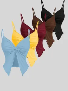 Women's Butterfly Shape Adjustable Strapless Fitted Top Set, Casual Daily Wear Multi-Piece Combination, Versatile Ladies' Clothing