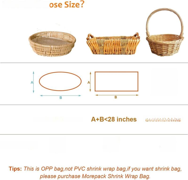 Large Cello/Cellophane Bags,30x 40 Inches Clear Basket Bags OPP Plastic Cellophane Wrap for Gift Baskets Packaging 10 Pieces