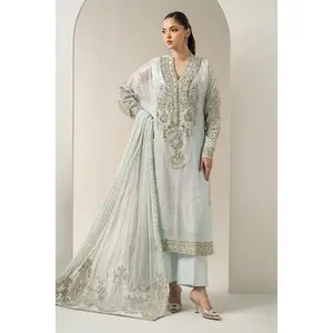 Mbroidered Wedding Chiffon ’25 – BDS-3005 - Premium Bridal & Formal Dress - Z-1345