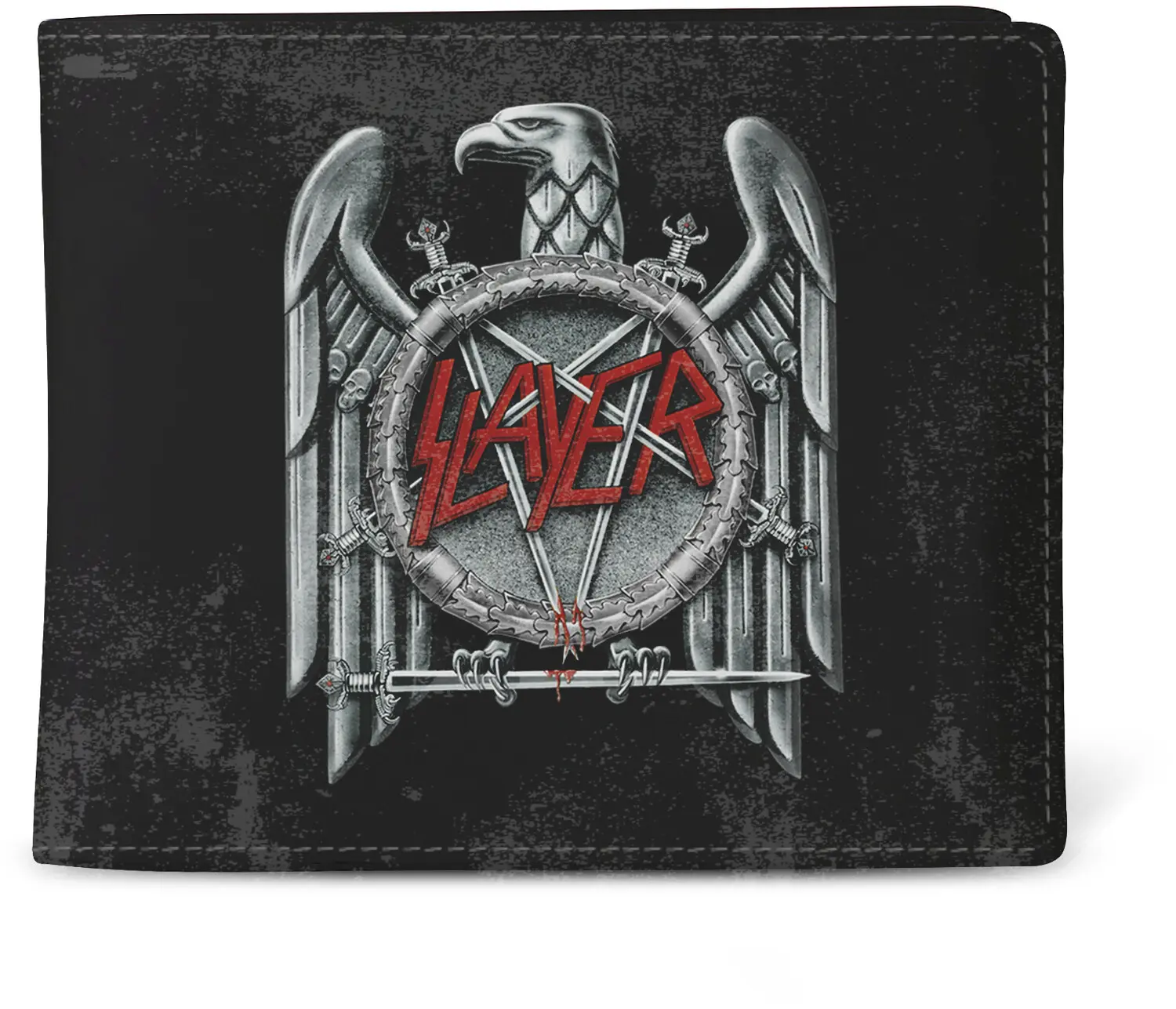 Slayer - Rocksax - Slayer - Silver Eagle Logo - Wallet with Coin Pocket (Black/Silver)  [SPECIAL PRODUCTS] Wallet, Collectible, Wallet Coin Purse, Zipper Wallet
