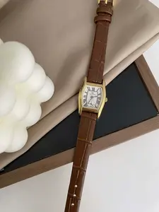 Luxury Waterproof Quartz Wristwatch for Women, Elegant Leather Strap, Rectangle Dial, Mineral Glass, Perfect Birthday Gift