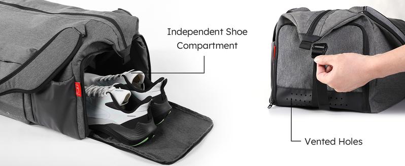 Kookoomia Gym Bag with Shoes Compartment and Wet Pocket Convertible Duffle Bag and Gym Backpack Waterproof Sports Bag with 2 Bottle Holders Multipurpose Weekender Overnight Backpack for Men