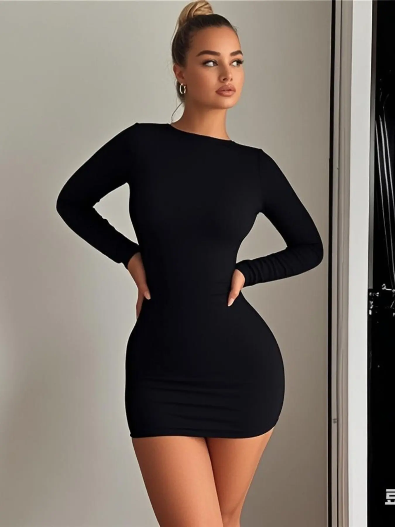 Women's Sexy Backless Bodycon Dress Womenswear, Long Sleeve Basic Fashion  for Bar Parties, Evening, Formal & Vacation, New Arrival Slim Fit Plain  Color Dress Fitted Formal Wear - TikTok Shop