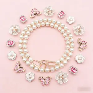 Dazzling Trendy Shoe Accessories for Women & Girls, Rhinestone & Faux Pearl Decorated, Fashionable Novelty Style for Clogs Elegant