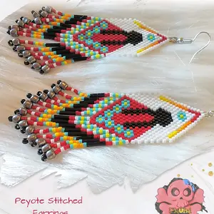 Fringe Peyote Stitched Beaded Earrings