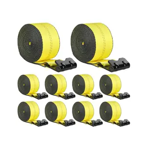 VEVOR 10 Pack Winch Straps, 4x40ft High Strength Truck Straps, 6000 lbs Load Capacity, 18000 lbs Break Strength, Flat Hook Flatbed Tie Downs for Cargo Control, Versatile Uses for Trailers (Yellow)