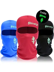 Luminous Letter and Dollar Printing Ski Mask for Men Women, Windproof Balaclava Face Mask for All Seasons, Perfect for Snowboarding and Motorcycling