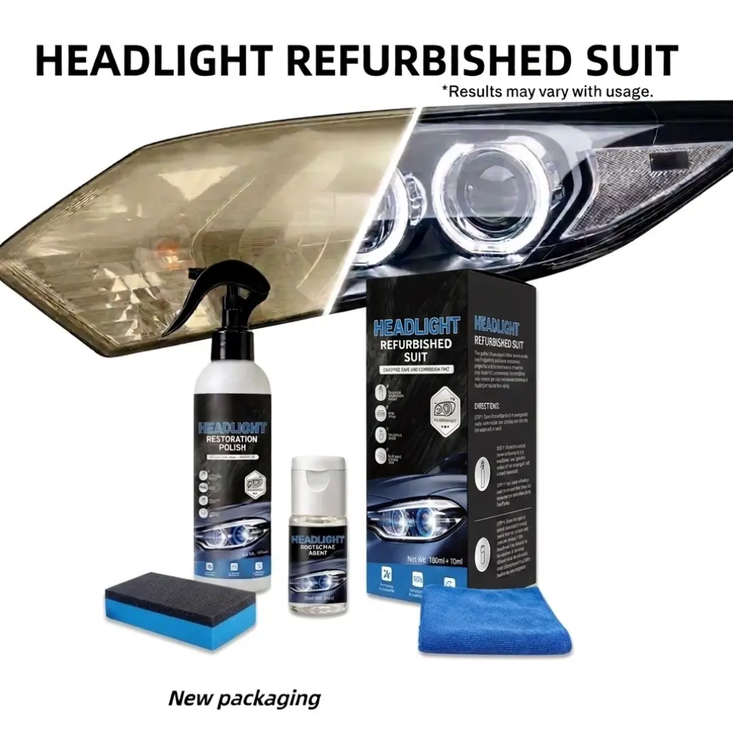 Automotive Headlamp Restoration Fluid - Crystal Coating Agent for Oxidized, Yellowed, Blurred Headlamps & Fog Lights, DIY Car Care Car Detailing Product