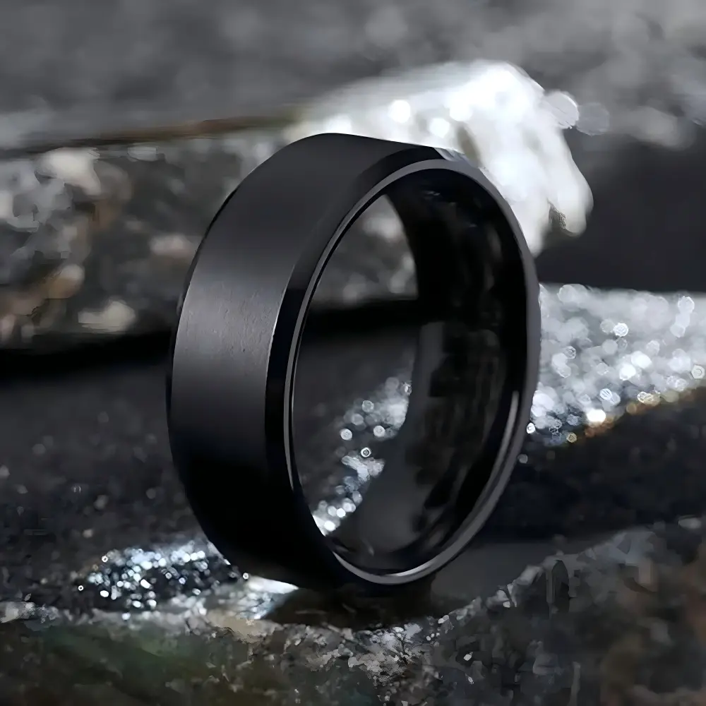 Fashion Charm Jewelry Ring for Men Women Stainless Steel Black Rings Wedding Engagement  Matte Male Accessory