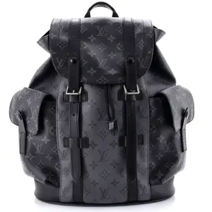 Pre-owned Louis Vuitton Canvas Coated, Leather Backpacks Christopher Backpack Reverse Monogram Eclipse Canvas MM by Rebag