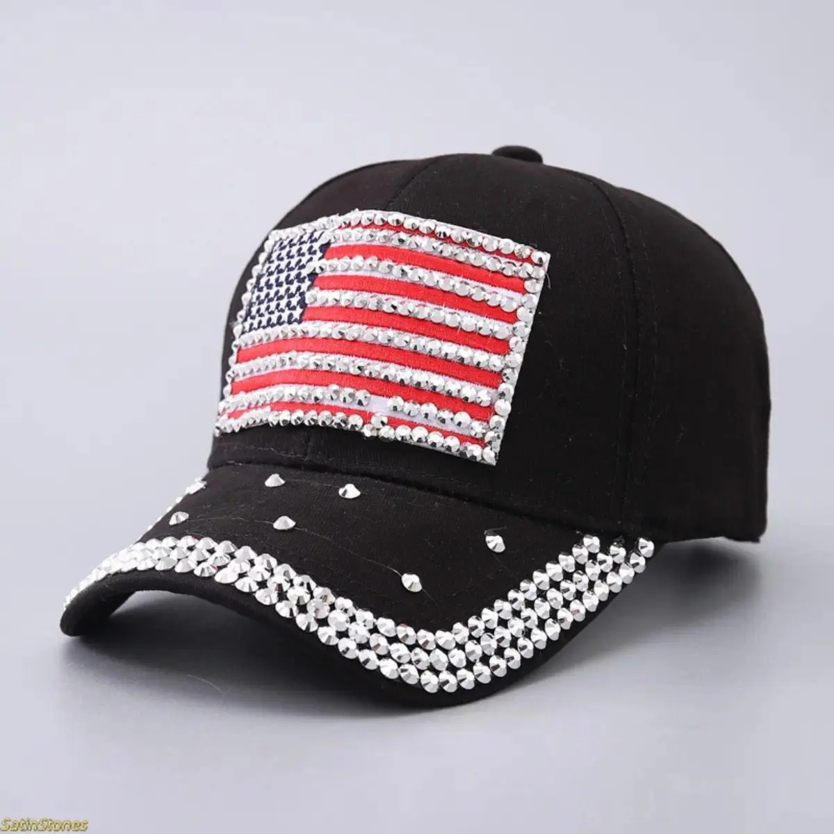 Black rhinestone flag