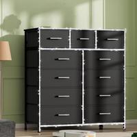 11 Black Drawers (diamond Strips+Crystal Handles)