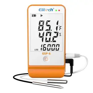 Elitech GSP-6 Digital Temperature and Humidity Data Logger Detachable Dual Probes -40℉ to 158℉ Max Accuracy up to ±0.6℉ Audio Alarm Calibration Certificate Max/Min Value Display