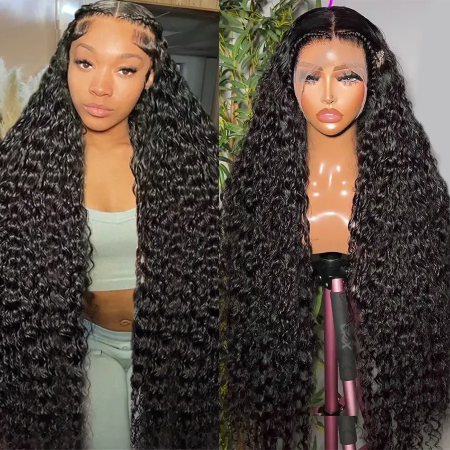 Luler Hair 13x6 Deep Wave Lace Front Wigs Human Hair Deep Curly Lace Front Wigs Human Hair Pre Plucked HD Transparent Lace Frontal Wig Pre Plucked with Baby Hair