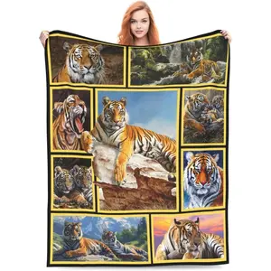 Tiger Blanket Animal Throw Blankets Cozy Flannel Blanket Bedding Blanket Mexican Tiger Gifts for Men Women Teens for Couch Sofa Bed Decor, 280g fabric weight single-sided printing,Provides comfortable temperature