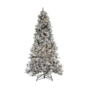 Safavieh 7.5 Ft Frosted Pre-Lit Faux Pine Christmas Tree