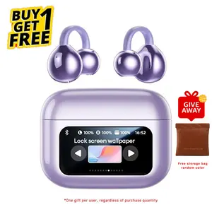 Clip On Ear Earbuds With Audio-Visual Future Touch Screen, Bluetooth Audio Wireless Headphones for Music & Phone Calls,Sport, Compatible with Android & iOS