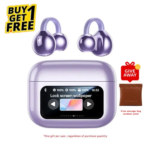 PIXNMO Rechargeable Plastic Magnetic Earbuds - Bluetooth Wireless Digital Clip-On Headphones with Touch Screen, 500 mAh Battery, Mobile Audio for Music, Phone Calls, Sports, Compatible with Android & iOS, Box *1 Included