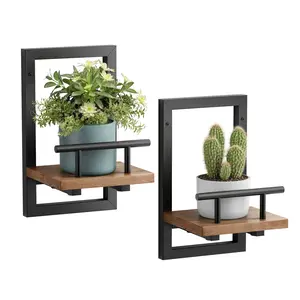 Upgraded Plant Stand Indoor,Wall Decor,Wall Plant Holder,Window Plant Shelf,Wall Hanging Planters,Plant Hanger Outdoor,Wall-Mounted Plant Rack Black Metal 2 Pack Elevated Planting Boxes room decor for girls