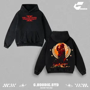 Helldivers 2 Oversize Unisex Washed Hoodie & T-Shirt, Double Printed Streetwear Game Merch Gift For Fan