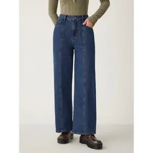Cider [size 0-10] Denim Middle Waist Pleated Wide Leg Jeans