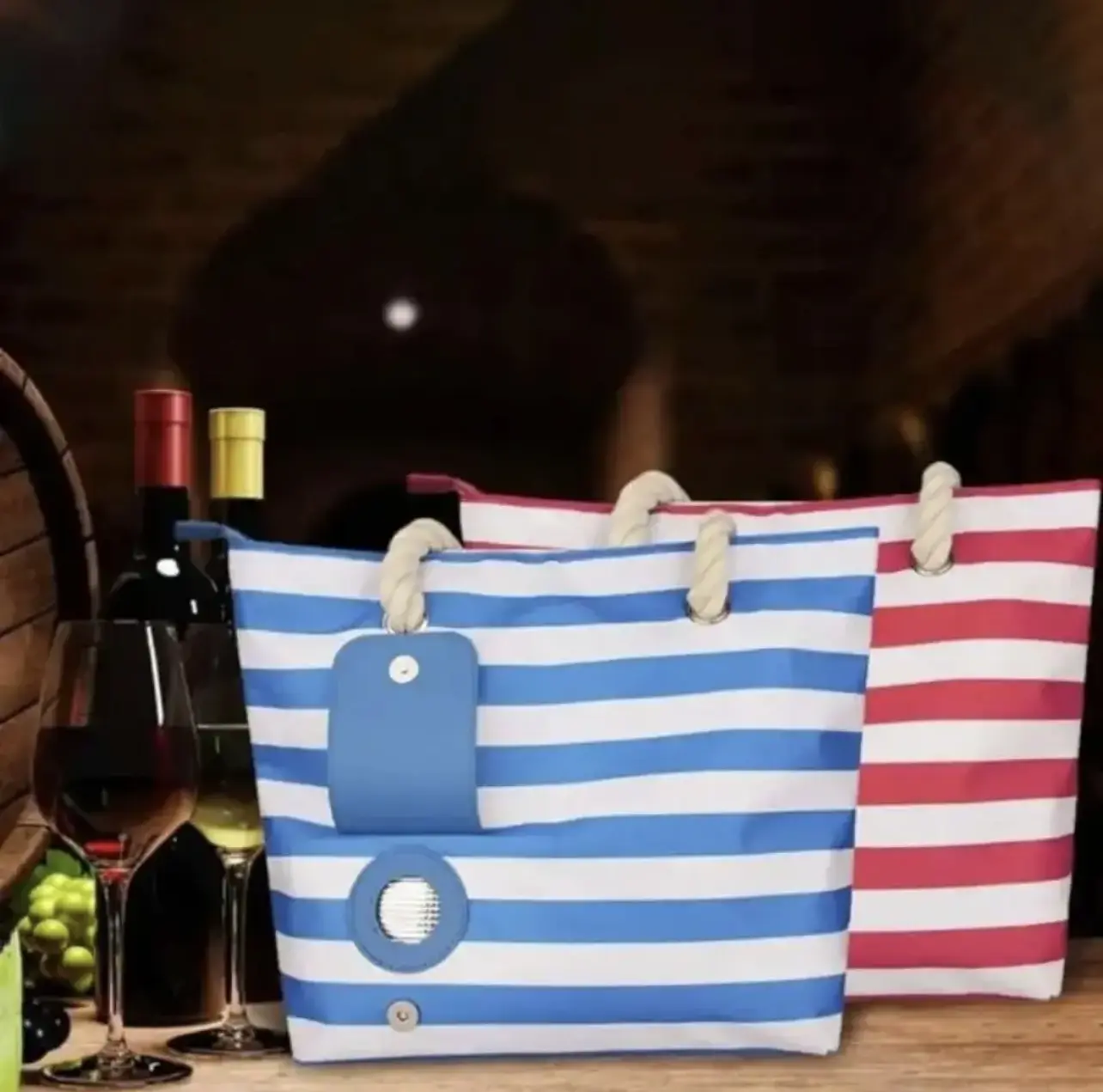 Wine Tote With Hidden Insulated Compartment Beach Tote Concert Tote Festival Tote Outdoor