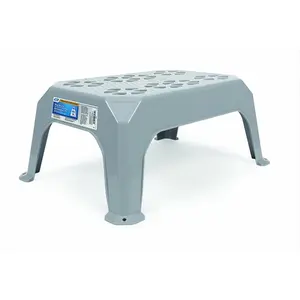 CAMCO 43470 Grey Resin Large Lightweight Step Stool - Tall Portable Stool, Textured Top, Slip-Proof Sports Collectibles Accessory