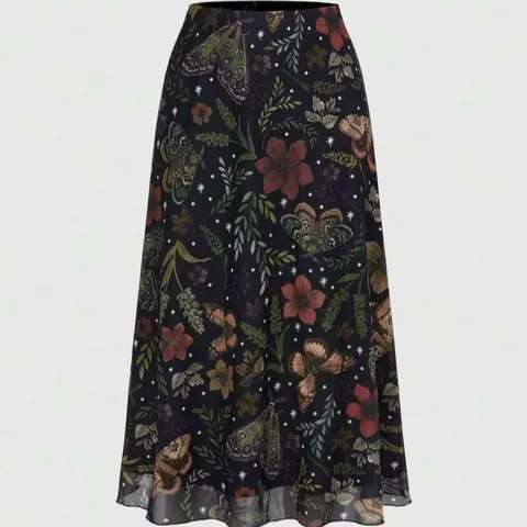 【Black Friday】Fairycore Women's Halloween Gothic Bat Butterfly Print A-Line Punk Long Skirt, All Seasons Skirt
