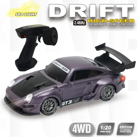 UDROLL 1:20 Scale 4WD Highspeed RC Car Toy - 2.4GHz Radio, Widebody Drift Design, LED Night Glow Lights, Indoor/Outdoor Electric Remote Control Car for Ages 12+/12 Years Above, Unisex, Batteries Included