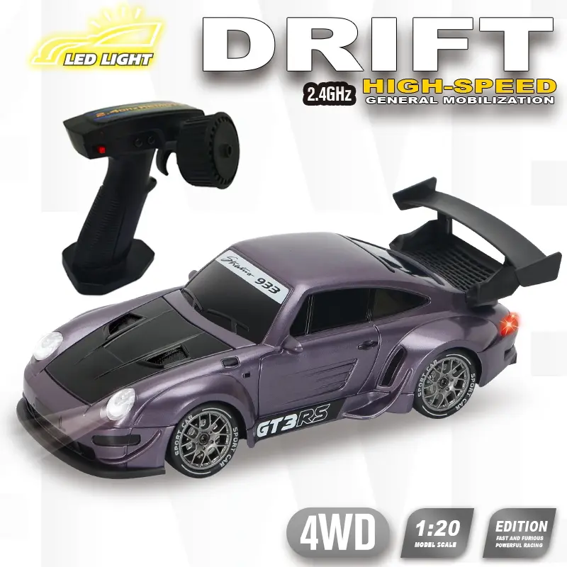 UDROLL TOYS 1:20 Scale 4WD RC Drift Car with LED Lights - 2.4GHz High Speed Remote Control Widebody Sports Racing Car