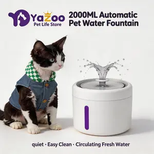 Water Fountain 2.0L Pet Water Fountain Ultra Silent Fountain Mouth Night Light 5-Layer Filtering System Soft Blue LED Automatic Continuous Fountain Water Dispenser USB Charging