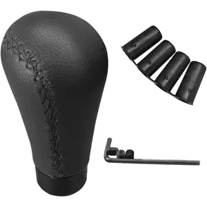 5 Speed Shifter Knobs, Manual Transmission Shifting Stick Handle, Leather Car Gear Shift Knob, Universal Car Shifter Lever Replacement Accessories for Most Manual Vehicles (Black)