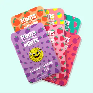 Flintts Mints Fruit Troop Variety 6 Pack - Cool Watermelon, Luxury Grape, Cherry, Sour Tangerine, Strawberry Magic, Lemon - Natural Flavors, Sugar-Free & Vegan, Dry Mouth Mints