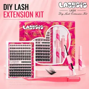 Lazysis Trilogy Mixed DIY Lash Extension Kit, Waterproof Wispy Cluster Lashes with Natural Look, Easy to Apply Long Lasting Lightweight Reusable Lash Extensions, Soft Fluffy Invisible Band Eyelashes for Everyday Glam Makeup outdoorfun