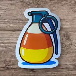 Candy Corn Grenade Sticker - Fun and Colorful Design for Personalization