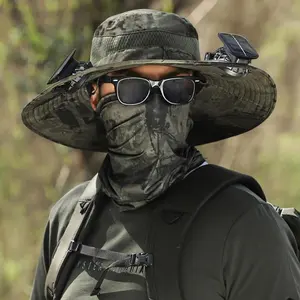 New Solar Fan Outdoor Fishing Hat-Solar Sun Protection Sun Hat with Fan Solar Fan Hat Dual Power Supply Fan Outdoor Fan