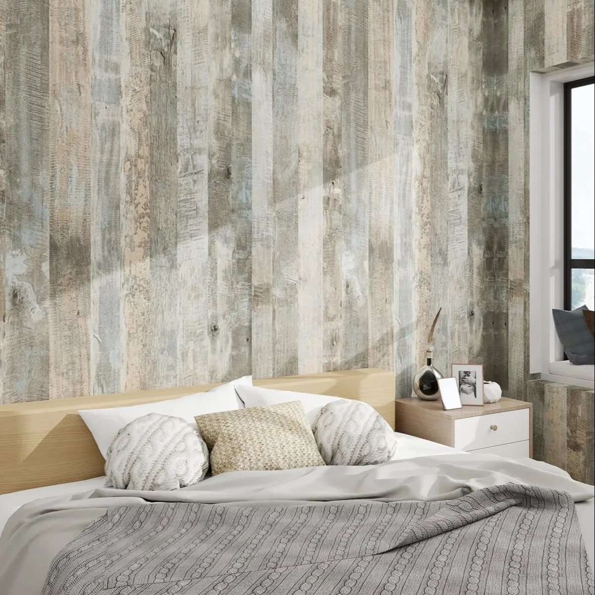 1 Roll Vintage Wood Grain Peel and Stick Self Adhesive Wallpaper, Sticky Wallpaper Peel and Stick, Waterproof Removable Contact Paper for Kitchen Cabinets, Living Room, Bedroom, and Surfaces, 15.76x118inch Multifunctional Decorative Roll