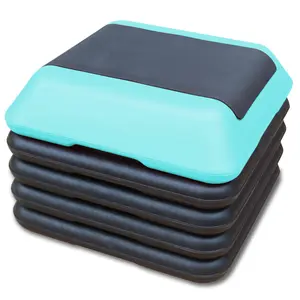 16" x 16" Adjustable Aerobic Step Platform，Non-Slip Exercise Stepper with 4 Risers for Home Gym Cardio Workout - Sturdy Fitness Equipment for Step Training, Plyometric Exercises