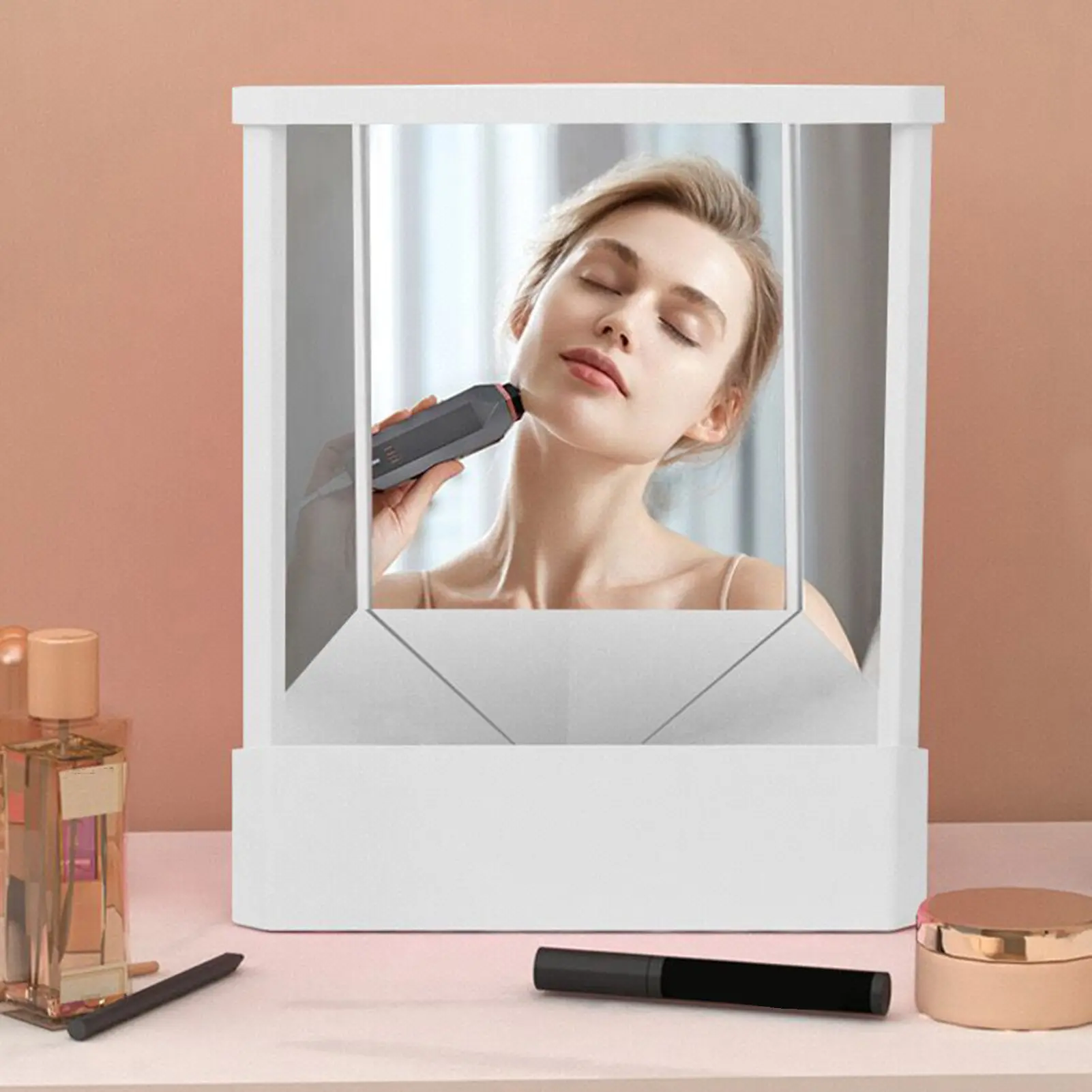 Non-Reversing Mirror, True Non Reverse Real Me Mirror, Precision True Image Reflection, Non-Magnifying Tabletop Vanity Mirrors for Makeup Skincare Hair Styling