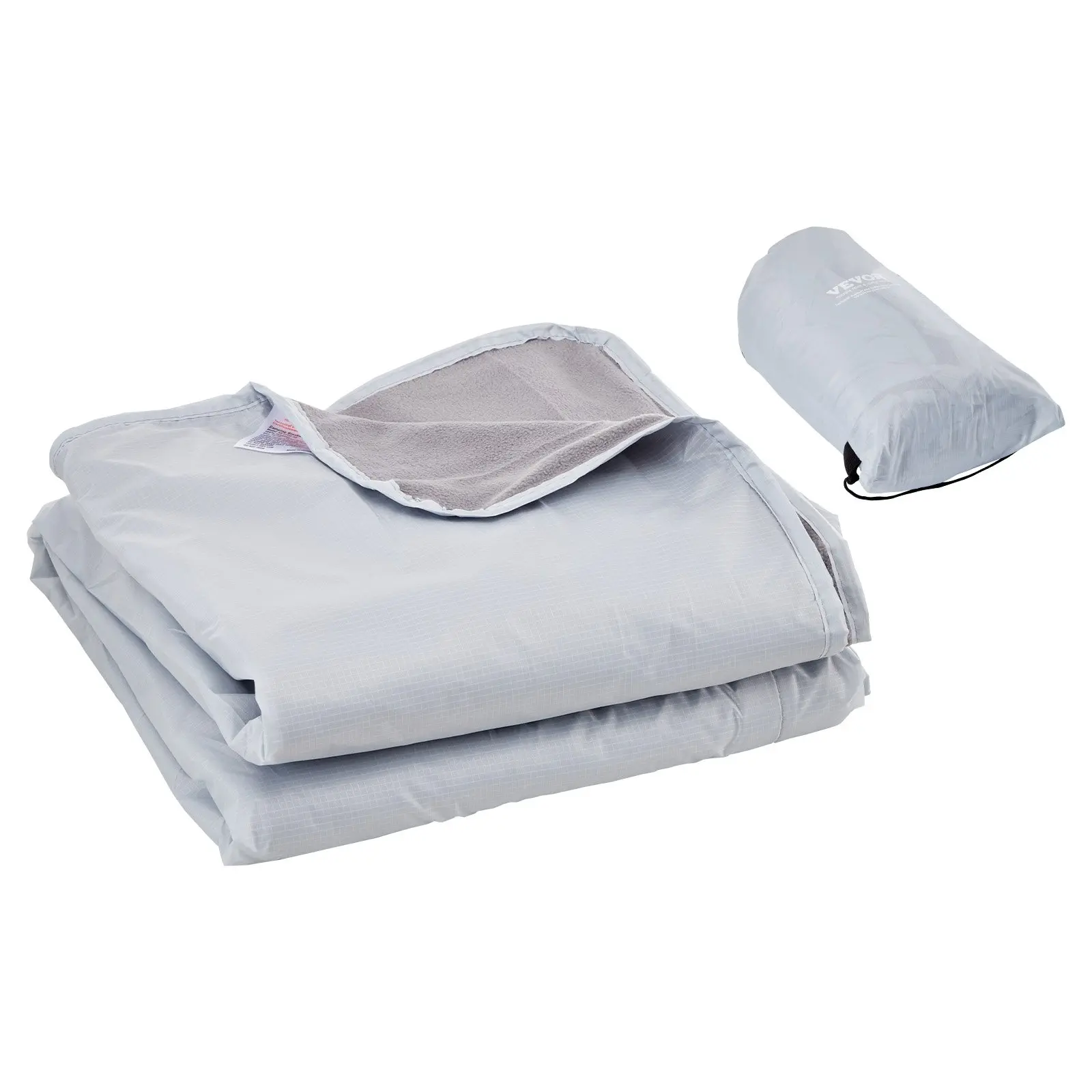 VEVOR Fleece Camping Blanket, 79x59in Warm Thick 220gsm Foldable Stadium Blanket, Waterproof, Windproof, Flame-Retardant Polyester, PU1500 Rating, Hook-Loops, Ideal for Outdoor, Travel
