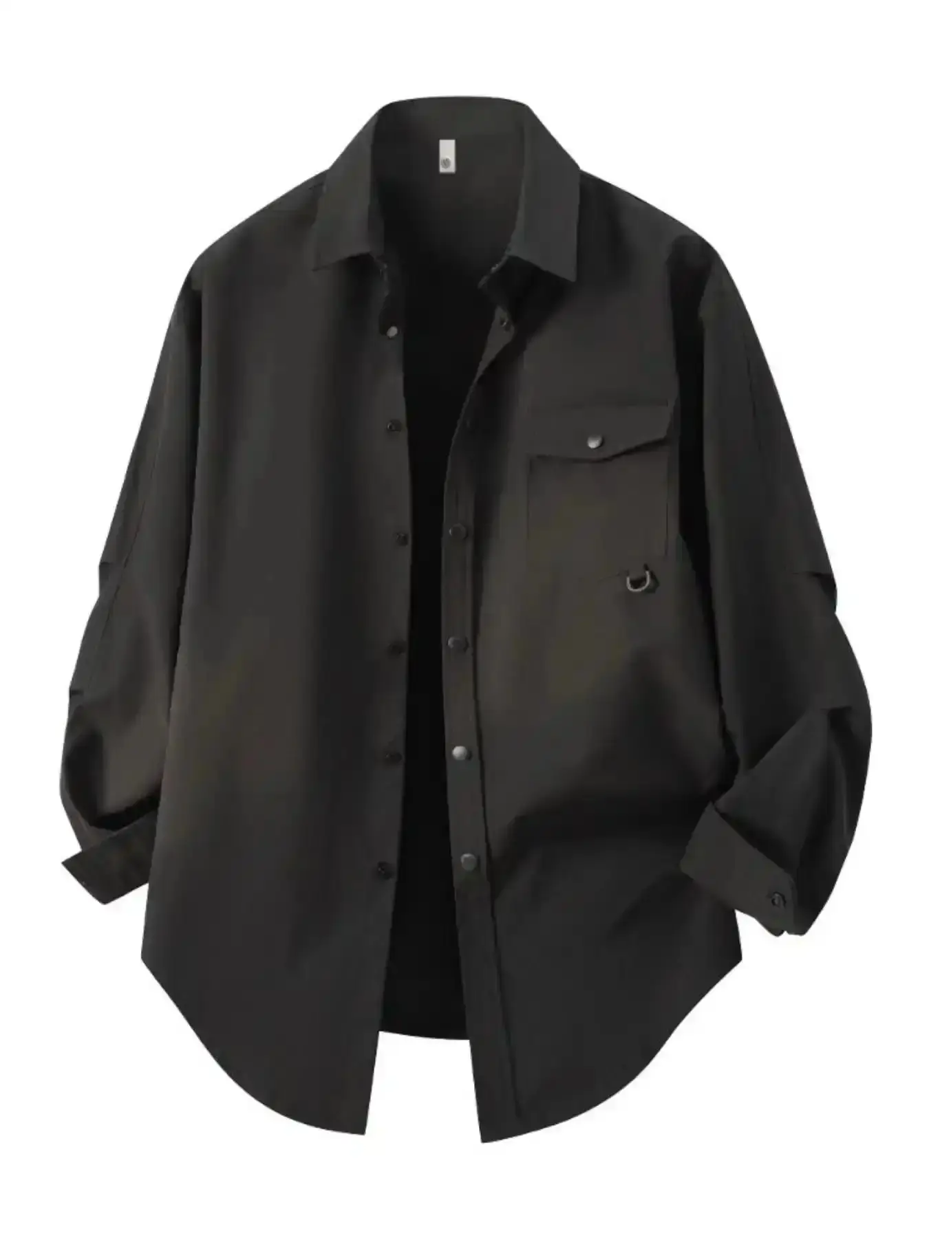 Solid Button Pocket Shirt, Long Sleeve Collared Top, All Season Staple, Minimalist Casual Wear, Versatile, EverydayLook, EverydayEssential, AllDayWear, EssentialBasics, WardrobeEssential, Lightweight