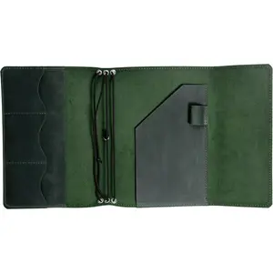 Leather A5 Notebook Cover - Refillable Journal Cover with Pen Holder & Card Slots,  Leather Notebook Case, Fits A5 Notebooks (Paper Not Included), Green