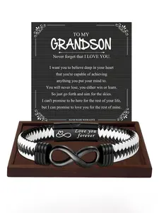 1PC Christmas Exclusive Gift for Grandson: Men's Classic Stylish New Model Knotted Bracelet Gift Jewelry -  Birthday Gift/Valentine’s Gift/Graduation Gift - Lighting up the Charm of Men gift for Grandson
