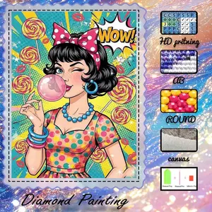 DIY 5D flocked fabric diamond painting kit, AB diamonds, fairy dust diamonds, crystal diamonds. Girls, bubbles, candy diamond embroidery, Embroidery Design. Special craftsmanship diamond art kit, wall decor, a gift for family, loved ones, friends.