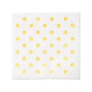 White with Gold Dots Paper Beverage/Cocktail Napkins