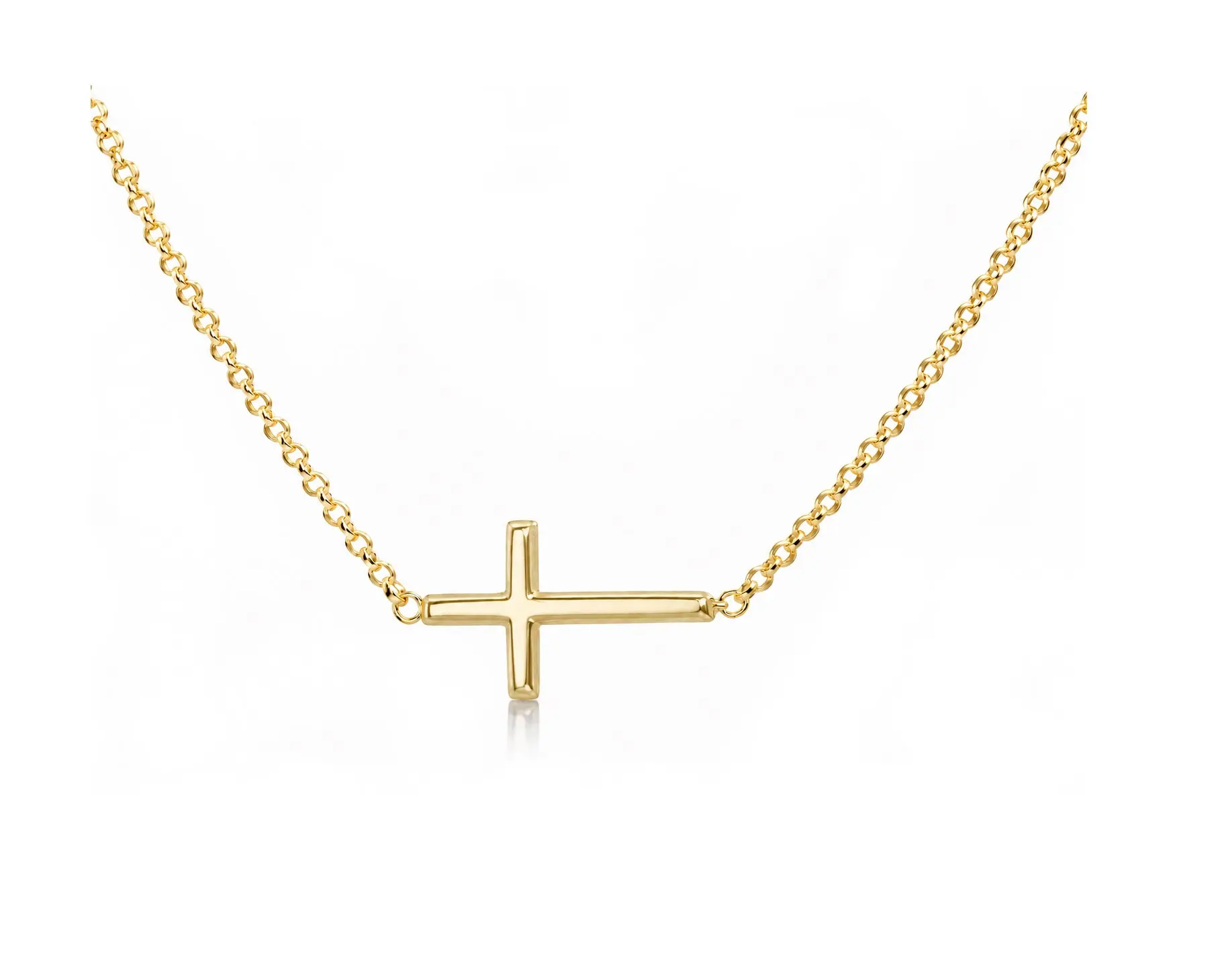 Children’s Anchored in Faith Horizontal Cross Necklace in Sterling Silver or 14K Gold-Plated Silver