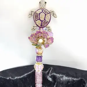 Fancy Turtle and flower rhinestone beaded pen