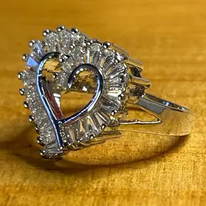 Stainless Steel Iced out Heart Ring